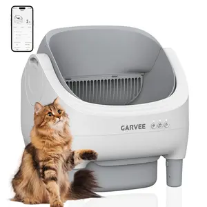 [FLASH SALE] Garvee Self-Cleaning Cat Litter Box with App Control, Automatic Litter Box with Odor-Free 10.5L Bin, Whisper-Quiet, 7-Layer Safety, Open-Top Design for Large & Multiple Cats, Gray