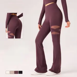 yoga pants for women , slightly flared, hollowed-out, breathable, high-waisted, hip-lifting, slim-fit tt shop deals