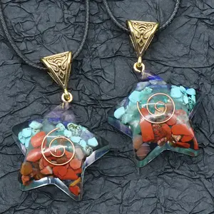 Retro Reiki Healing Energy Crystal Pendant Natural Stone Necklace for Yoga Meditation Spiritual 7 Chakra Jewelry Unisex A/B/H/I