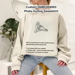 Custom Embroidered Pet Portrait Sweaters, Dog Photo Outline Embroidery, Personalized Photo Outline