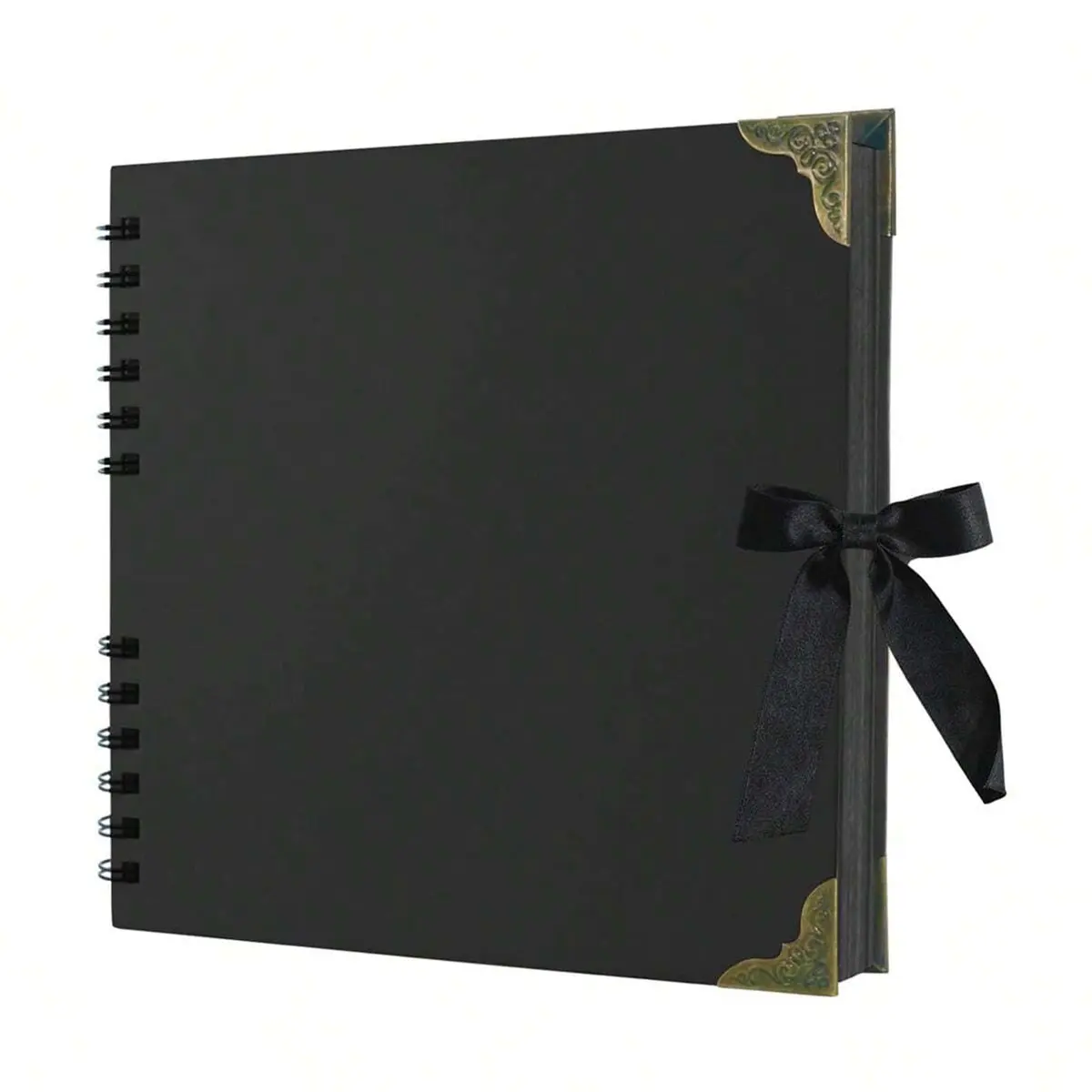 1 Book Scrapbook Album, 60 Blank Pages, Leather Paper Photo Album, Hardcover Scrapbook, Perfect for Handmade Gifts, Birthday Gifts, Holiday Crafts, Home DIY (Black)