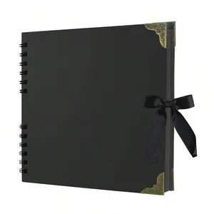 1 Book Scrapbook Album, 60 Blank Pages, Leather Paper Photo Album, Hardcover Scrapbook, Perfect for Birthday Gifts, Holiday Crafts, Home DIY (Black)