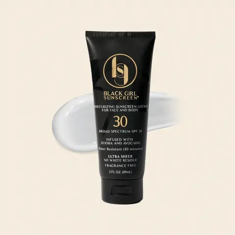 Black Girl Sunscreen - 2 oz (2 fl oz) Bottle, Broad Spectrum SPF 30 Cosmetic-Friendly Facial & Body Sunscreen for Adults, Lightweight Natural-Look Hydrating Formula with 80 Minutes Protection, Skin Repair, Shea, Vitamin C, Sunflower