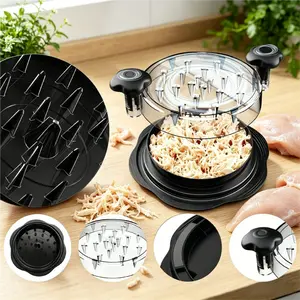 Chicken Shredder Tool With Ergonomic Handles Manual Rotating Meat Shredder Transparent Lid Anti Slip Base Food Grade Material Easy To Clean Dishwasher Safe Kitchen Gadget For Shredding Chicken Pork Beef