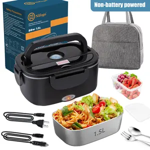 Electric Lunch Box Food Heater, 1.8L 3 in 1  Quick Heated Lunch Boxes for Adults, Portable Food Warmer for Car/Truck/Office with Fork Spoon and Insulated Carry Bag Containers Kitchenware,Non-battery powered