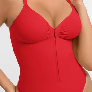 FeelinGirl Seamless Covered Bust Jumpsuit Thong Bodysuit Peach heart collar Fit Womenswear Comfort Shapewear Breathable Comfortable Day Sleeveless Corset Zipper Springtok