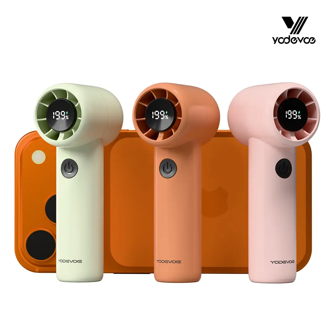 Yodevoe Cordless Handheld Mini Portable Cooling Fan, 1200mAh Rechargeable Cells, 100 Speeds, USB-Powered Tech Gadget, Compact Hands-Free Travel Stuff for Travel, Office Use - Protective