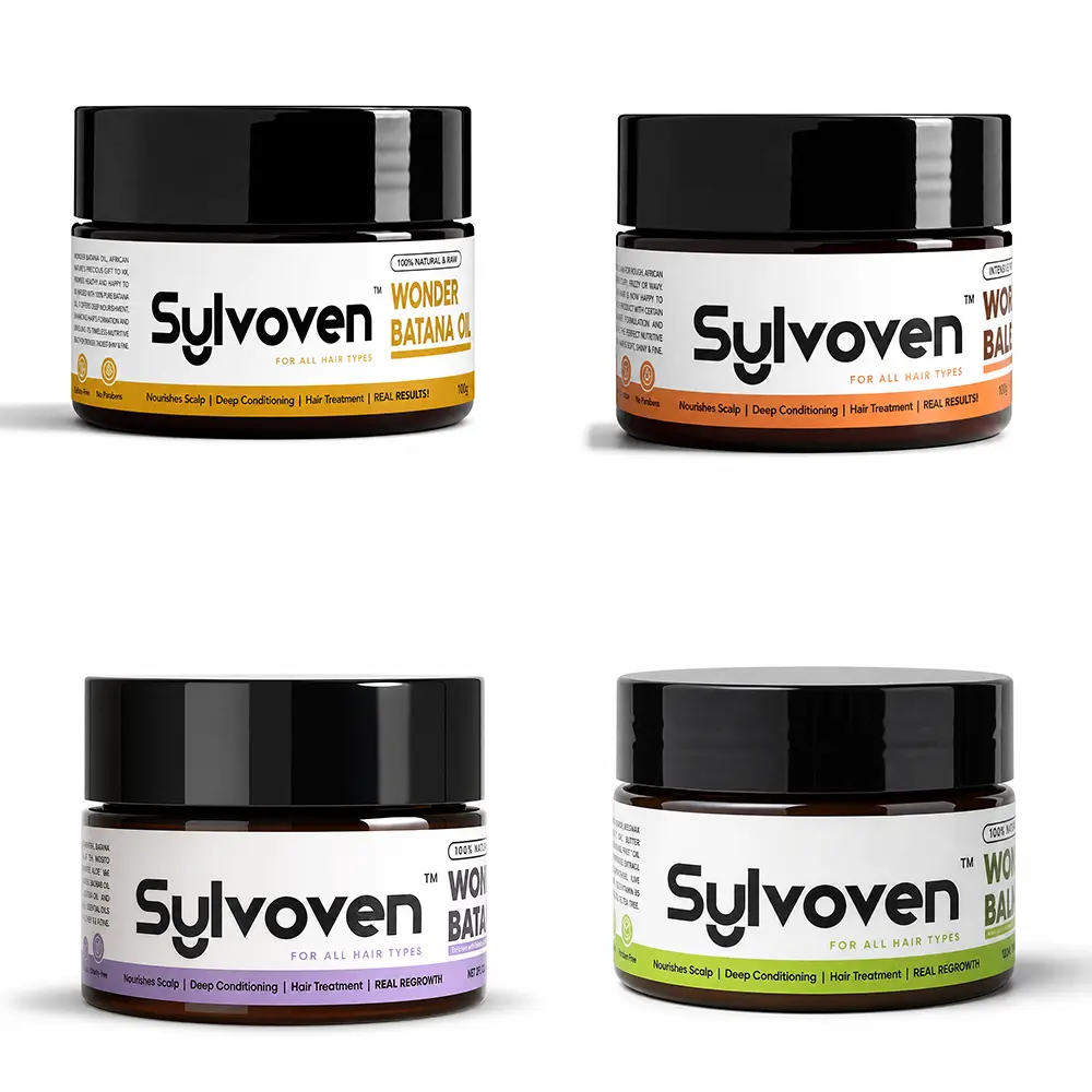 SYLVOVEN Batana Hair Oil 1.0 oz – Travel Size Scalp Nourishing Hair Balm for Dry & Fragile Hair, Helps Improve Hair Smoothness, Softness & Visible Fullness