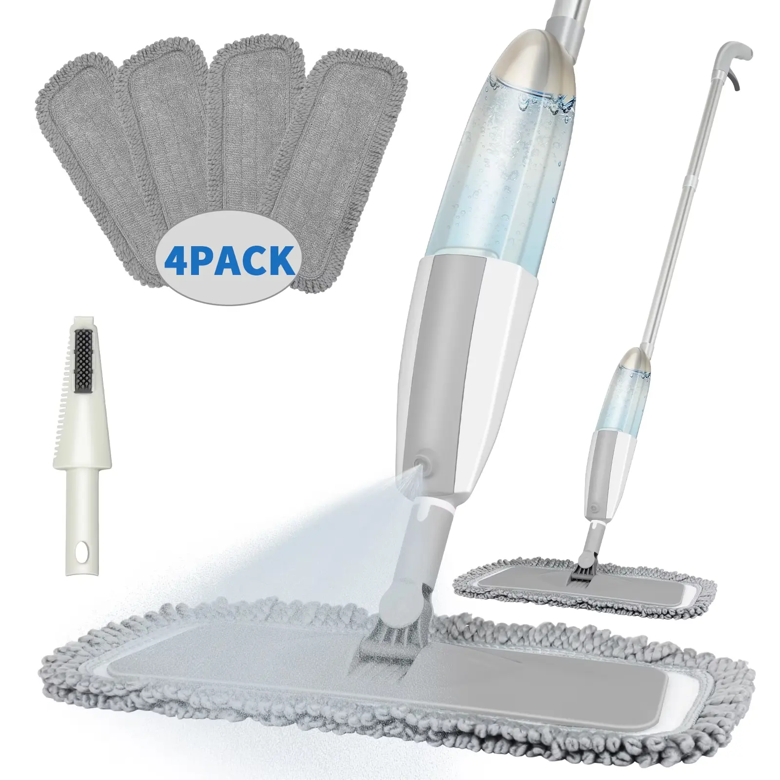 Microfiber Spray Mop Set for Smooth Hardwood Floors - Lightweight Floor Cleaning System with 4 Removable & Washable Pads for Fast, Easy Mopping