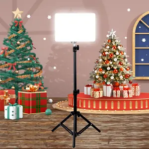 10" LED Video Light Panel, Dimmable Lighting with 1.1m Tripod Stand, 2500K~5600K CRI95+ for Studio Photography Video Recording Live Streaming（No phone holder included）#New Years