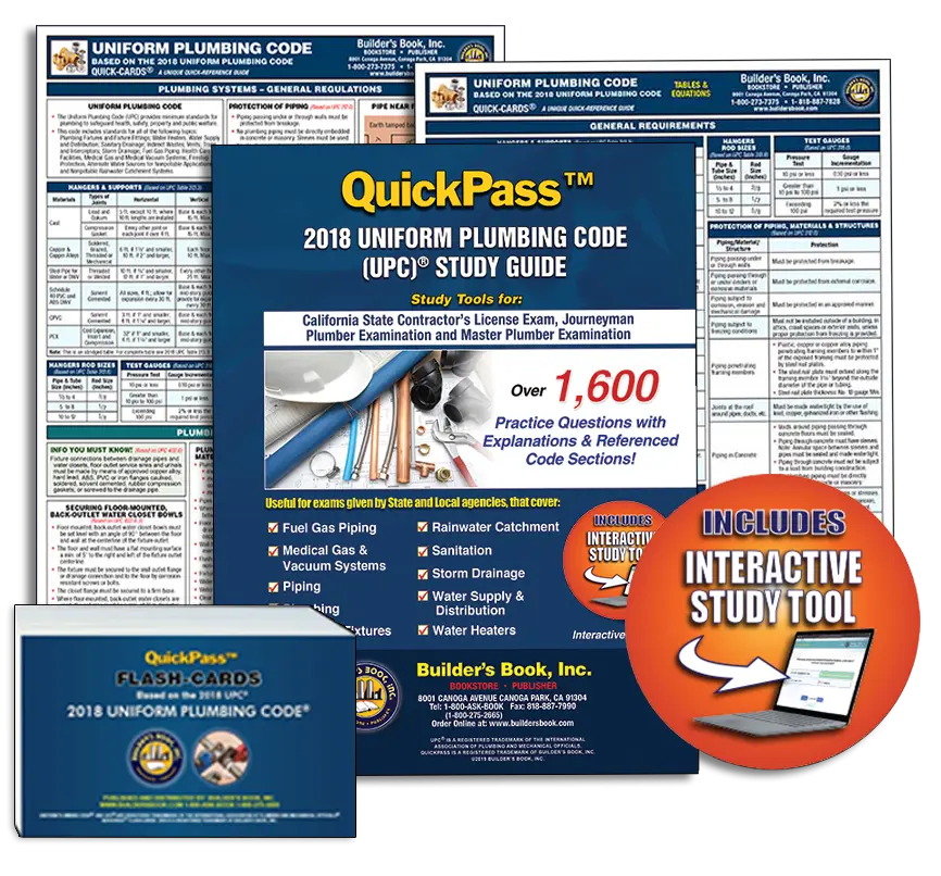 QuickPass 2018 Uniform Plumbing Code Study Guide Combo