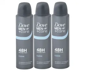 Dove Men+Care Anti-Perspirant, Anti-Transpirant Clean 48h, 150ml. 3Pack