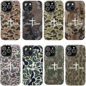 Jesus Saves Duck Hunting Camo Tough Phone Case, Bass Fishing & Waterfowl Camouflage Cover for iPhone 17 16 15 14 13 12 11, Rugged Protective Case, Outdoor Hunting Gift