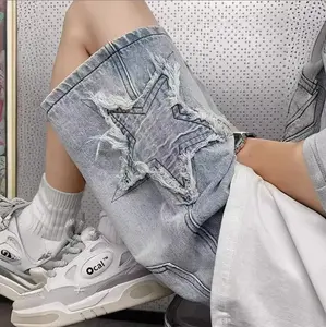 Mens Washed Denim Five-Point Shorts