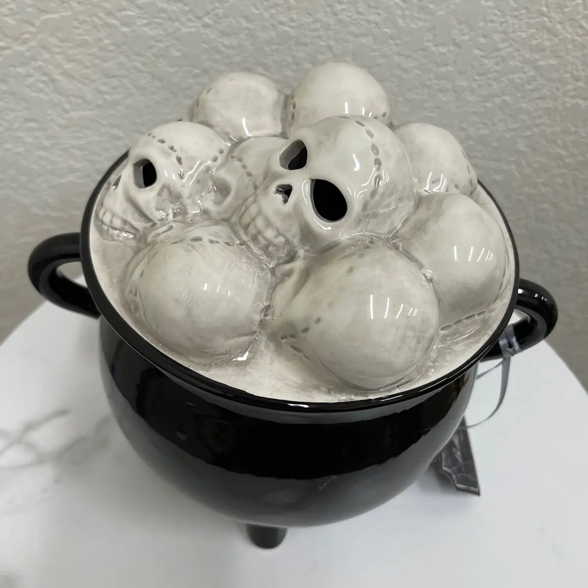 Halloween Ceramic Ouija Cauldron with Skulls