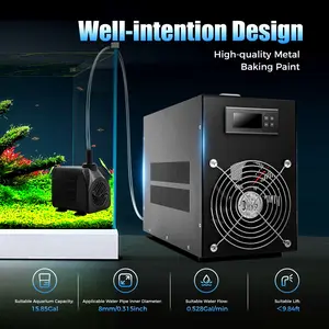 CNCEST 200W Aquarium Chiller for 15 Gallon Fish Tank, Cooling Machine with Digital Display & Temp Control 58-230°F, 50dB Quiet Water Cooler for Freshwater Saltwater Tanks