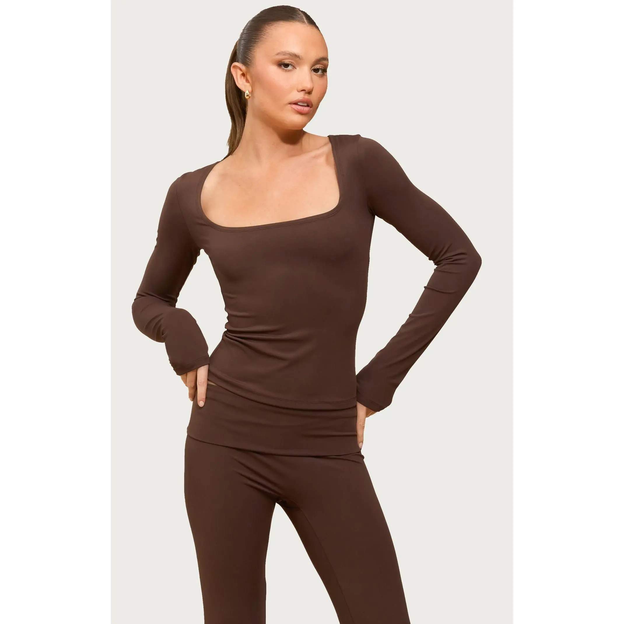 Edikted Women's Hayden Square Neck Long Sleeve Top