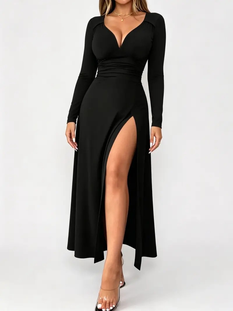 black long sleeve fitted dress Portia And Scarlett 22011 Fitted Long Sleeve Dress main image 1