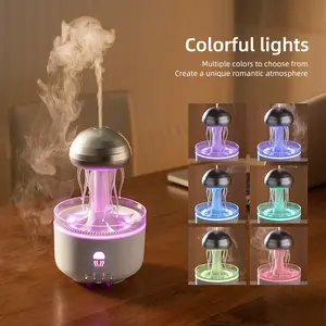 mechanical jellyfish aromatherapy machine household rotating raindrop humidifier desktop colorful atmosphere light diffuser
