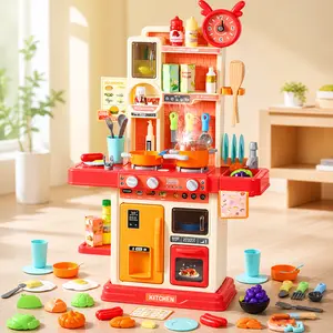 Interactive 45pcs Kids Kitchen Playset with Sound and Light Features, Complete Cooking Stove, Realistic Play Sink, and Fun Kitchen Accessories for Pretend Play and Learning