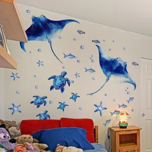 Sea Life Pattern Wall Sticker, 6 Counts/set Self Adhesive Wall Decal, Wall Art Decorative Sticker, Decoration Sticker for Home Living Room Bedroom, Art Stickers, Ornaments
