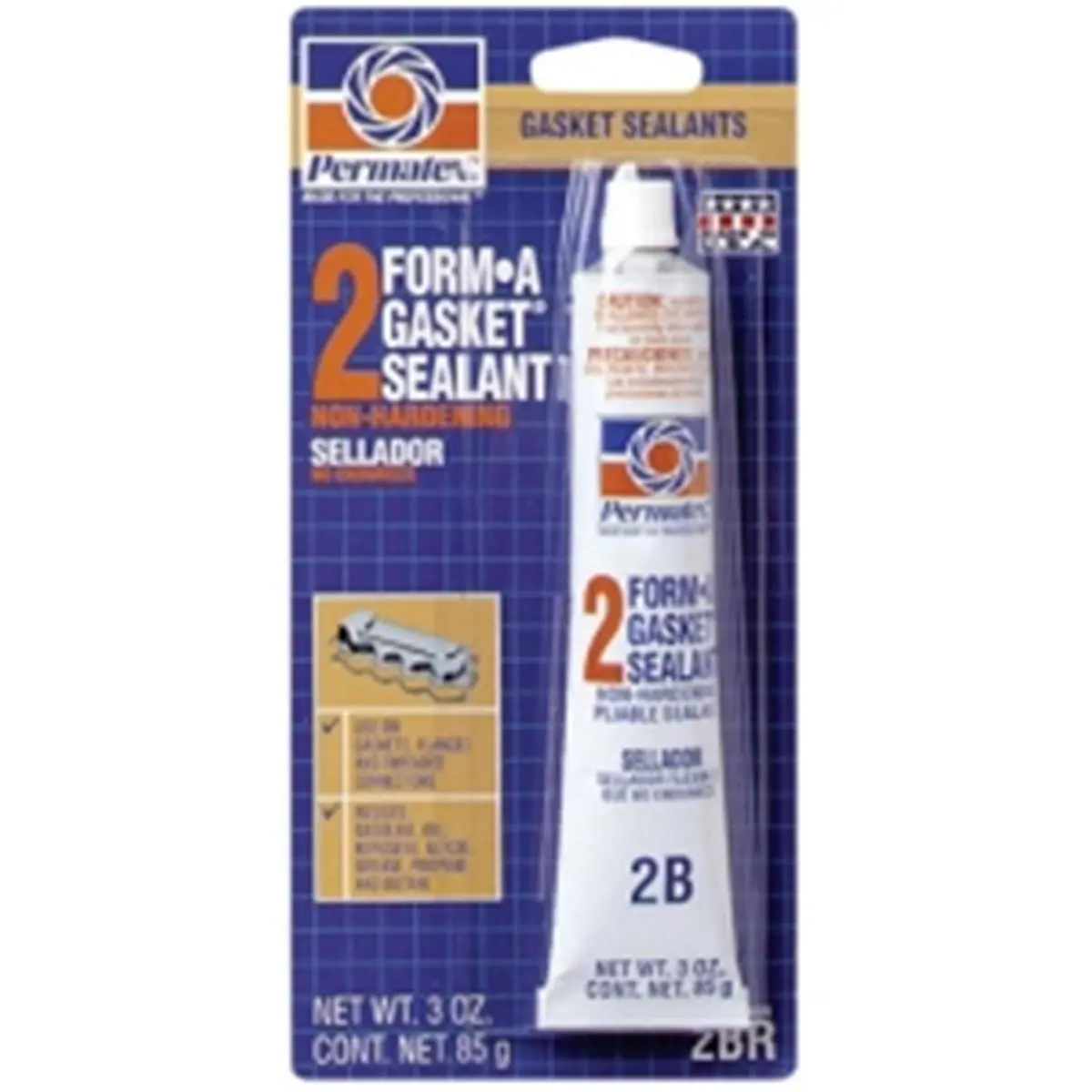 Permatex Form-A-Gasket No. 2 High Temperature Resistant Sealant, 3 oz Carded Tube