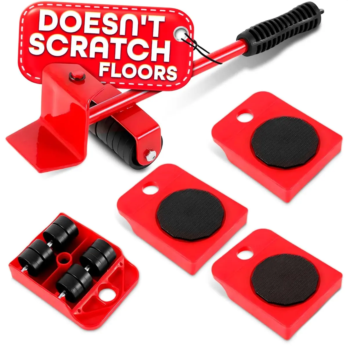 Heavy-Duty Furniture Lift Mover Hardware Tool Kit with Wheels, Label-Saving Levers, Slides - 220 lbs High Load Capacity for Large Items Moving