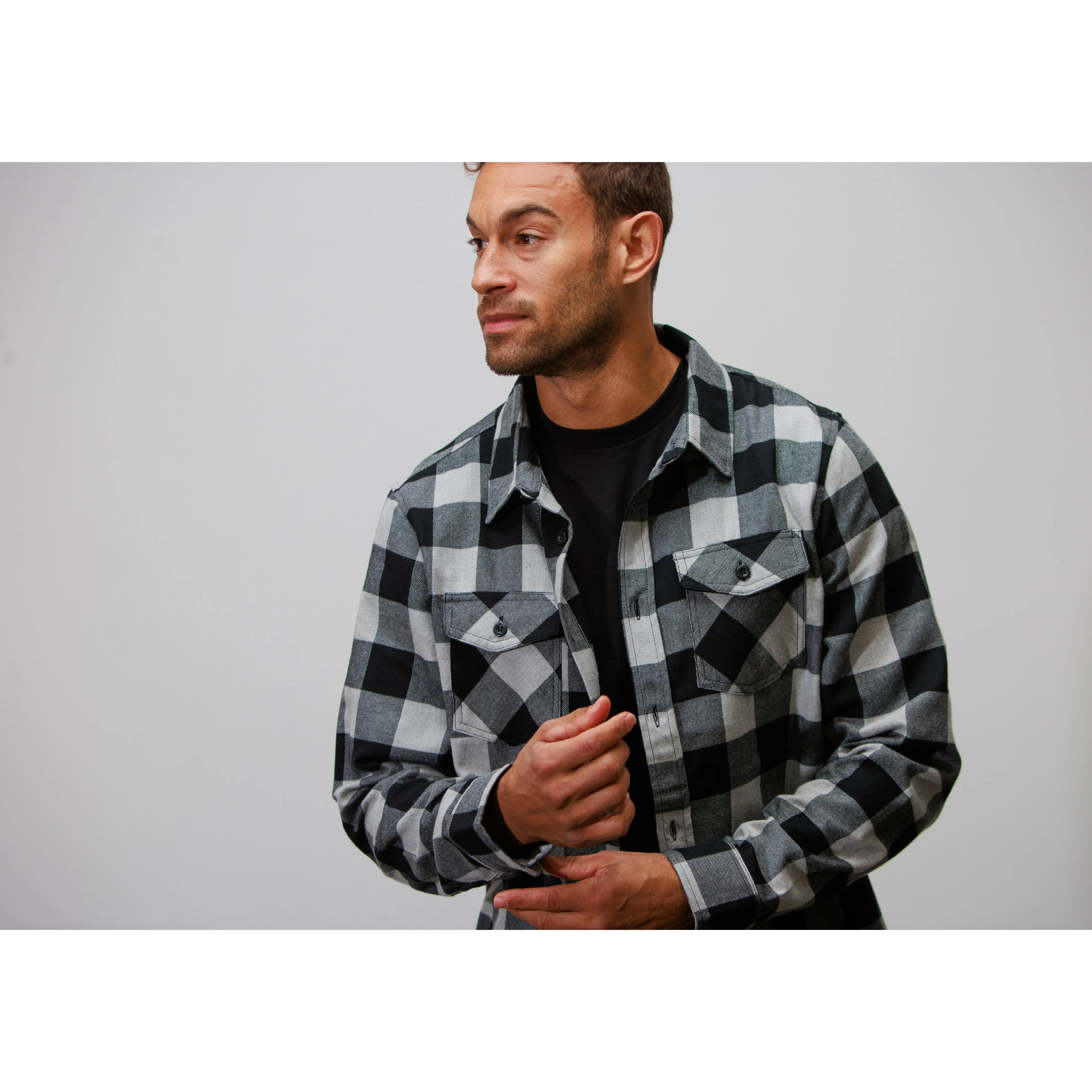 Men's Forester Flannel - Grey/Black Buffalo Plaid