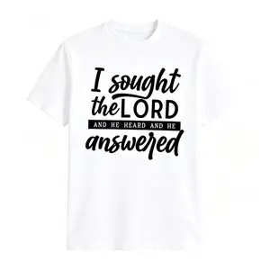I Sought The Lord And He Heard And He Answered Bible Verse Christian Faith Script Graphic T-Shirt（No box included）