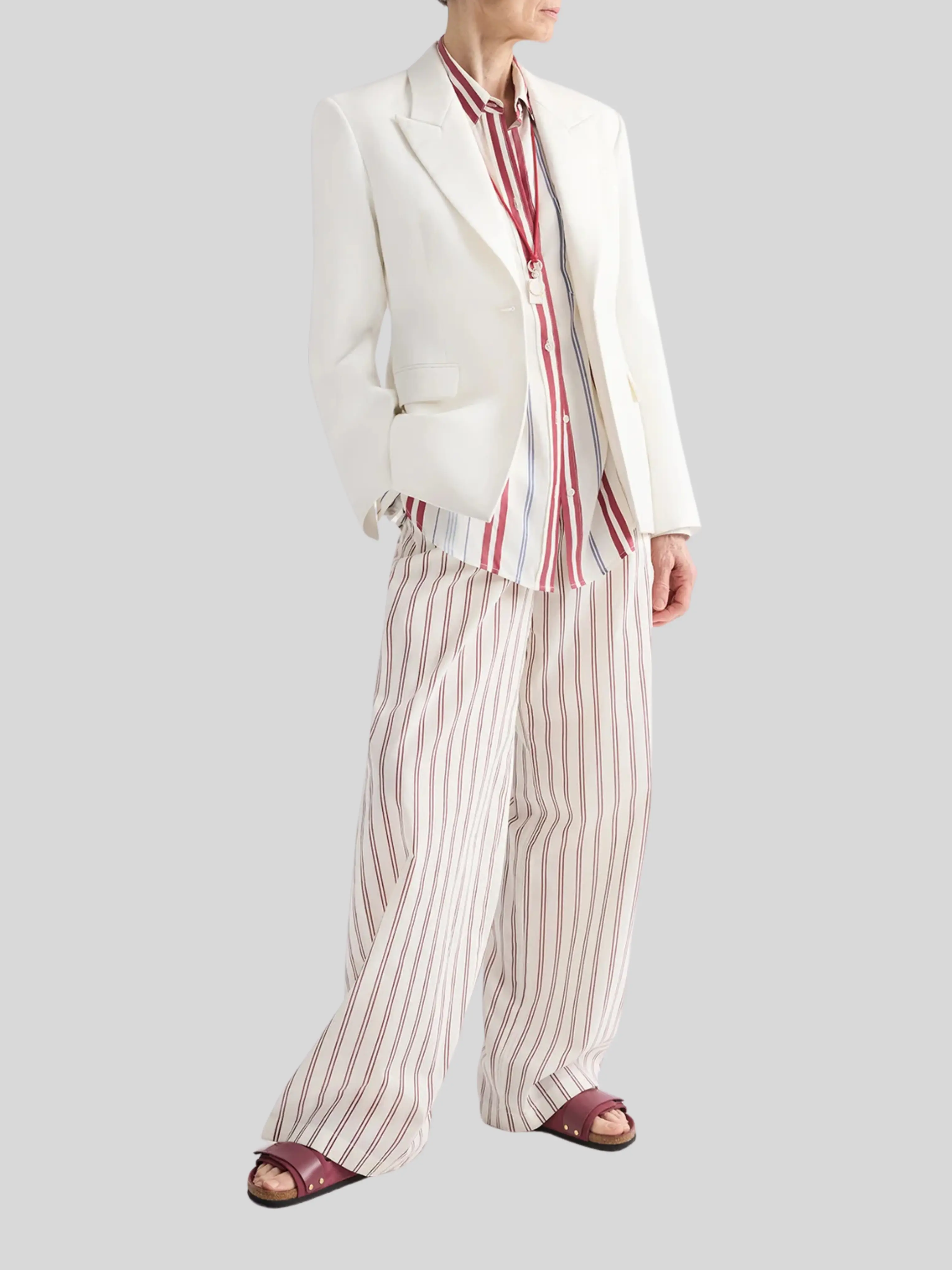 Sloped Fitted Blazer in Ivory Chintzed Linen