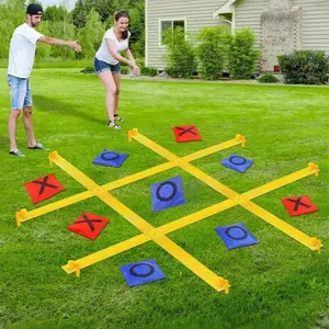 Large Outdoor Fun Tic Tac Toe Game for Adults, Portable Sandbag Throwing Game with 10 Sandbags, Lawn Backyard Party Picnic Gatherings Game, Entertainment