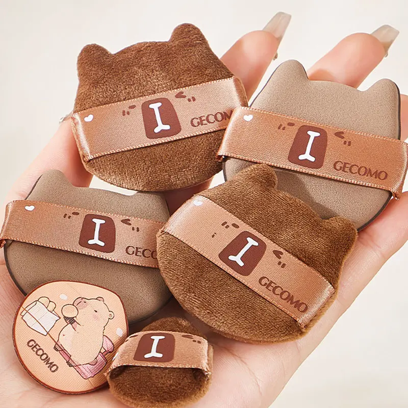 Capybara Powder Puff Set, Dual-use for Wet and Dry, Setting and Concealing, Mini Thumb Velvet Powder Puff