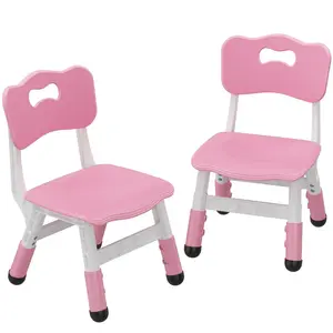 [FLASH SALE] Garvee Set of 2 Kids Chairs in 3 Level Height Adjustable Design Suitable for Age 2-6 for Home Family Classroom Nursery Indoor Use, Pink