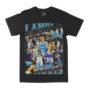 Lamelo Ball Charlotte Hornets Graphic Tee, Y2K Rap Streetwear T-Shirt, Unisex Crew Neck, Vintage Hip-Hop Graphic, Sports Style, Casual Cotton Fit