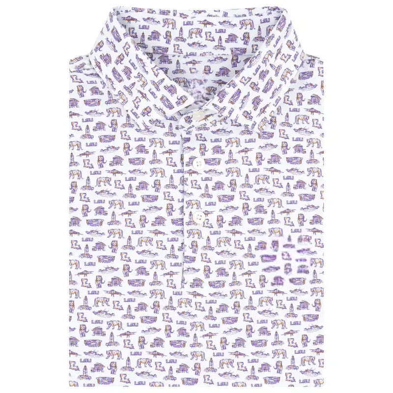 LSU College Town Performance Polo – Men’s Short Sleeve Collegiate Golf Shirt, 3D Style Unisex Polo Top, Breathable Casual Sportswear & Game Day Gift for Him
