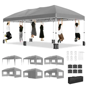 Commercial 10x20 ft Pop Up Canopy Tent, Heavy Duty Outdoor Gazebo with 6 Sidewalls – All Season Waterproof Party Tent for Weddings, Easy Setup and Storage Bag Included