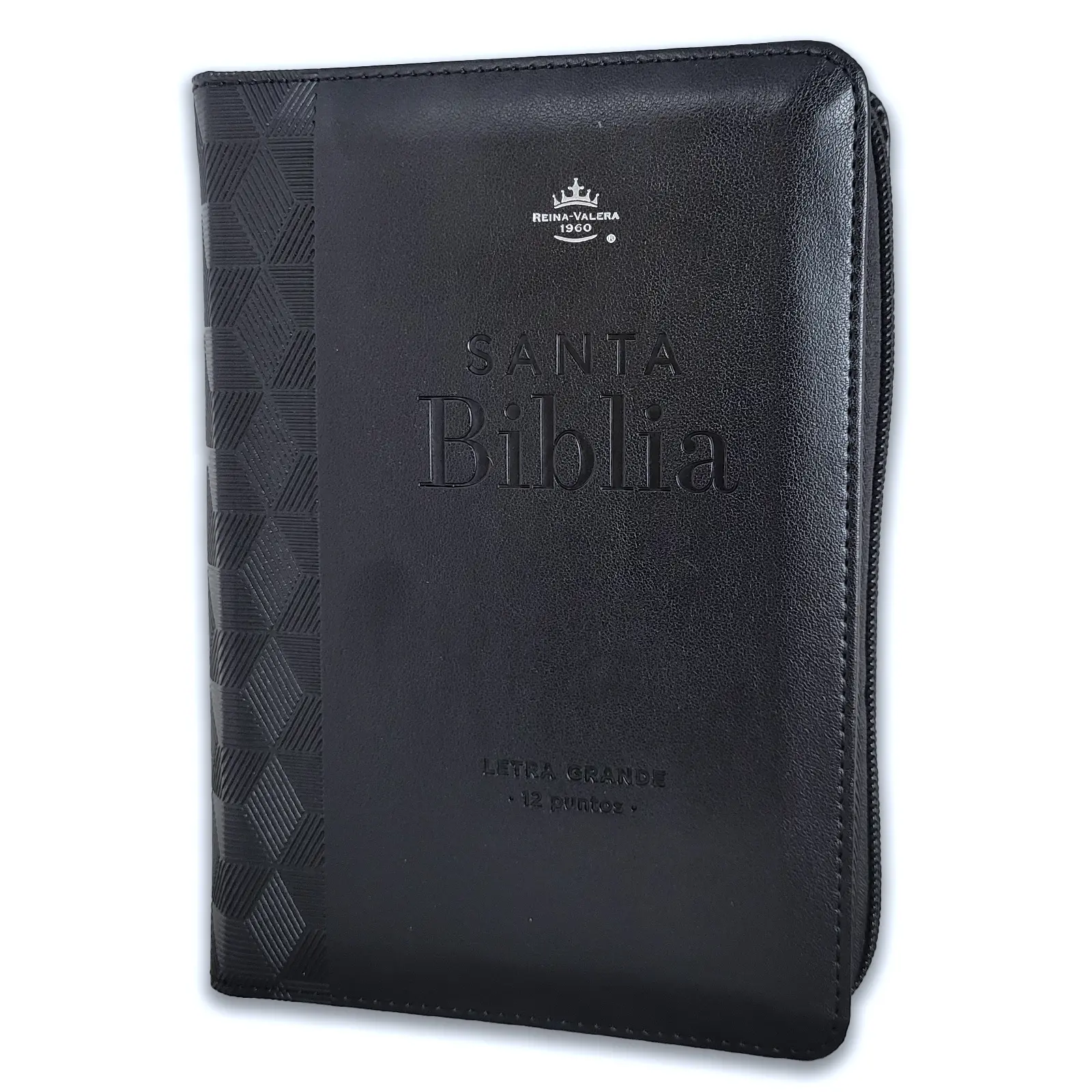 Biblia con Cierre Portatil 12 puntos RV1960, imit piel negro geometrico