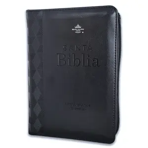 Biblia con Cierre Portatil 12 puntos RV1960, imit piel negro geometrico
