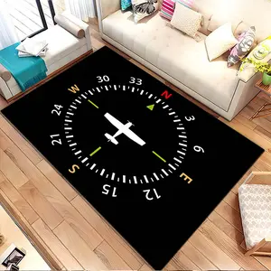 Airplane compass design. Printed pattern home carpet, suitable for living room, bedroom, kitchen mat, home decoration, carpet, and suitable as a holiday gift for family and friends