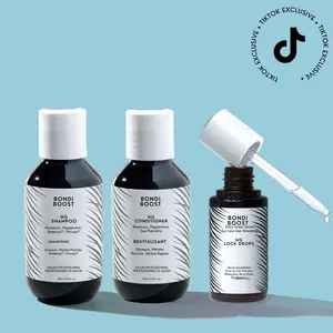 Bondi Boost Starter Kit for Thicker, Fuller Hair - Lock Drops Scalp Serum 30ml + HG Shampoo & Conditioner 90ml for Thicker Healthier Hair