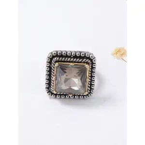 Large Square Geometric Alloy Diamond Open Ring, Elegant and Versatile Jewelry, Women's Jewelry, The Perfect Gift for Girls