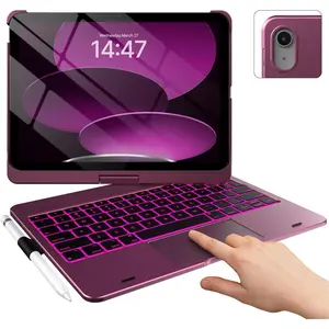 Touch iPad 10th Generation Case with Keyboard (10.9", 2022), Multi-Touch Trackpad, 10 Color Backlight, 360? Rotatable, Thin & Light for  iPad 10th Gen 10.9 (Raspberry)