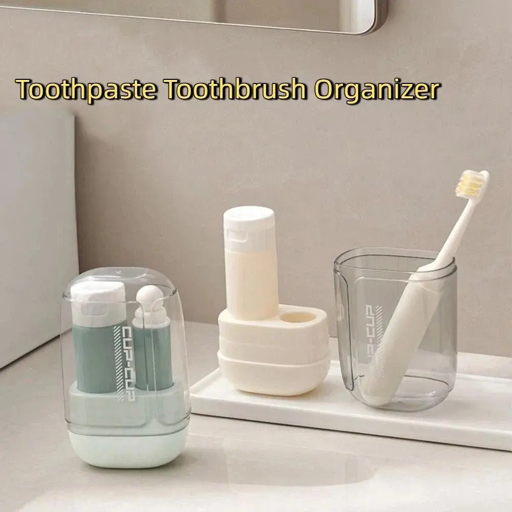 Durable Portable 3 in 1 Travel Toothbrush Set Folding Space Saving Mouthwash Cup Plastic Travel Toothbrush Cup Business Trips