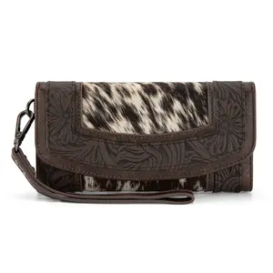 Montana West Hair-On Hide Tooled Wallet – Western Wristlet for Women