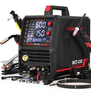 YESWELDER MCT-520 110/220V Welder & Plasma Cutter Combo | MIG/Flux Core/HF CUT/HF TIG/Stick/Aluminum Spool Gun 6-In-1 Welding Machine | 200A MIG TIG MMA & 50A CUT