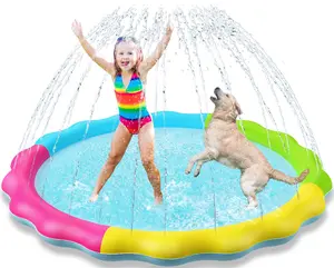 Splash Pad Sprinkler for Kids Splash Play Mat Outdoor Water Toys Inflatable Splash Pad Baby Toddler Pool Boys Girls Children Outside Backyard Dog Sprinkler Pool Age 1 2 3 4 5 6 7 8 9 M