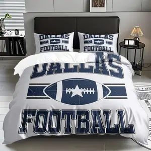 2/3 PCS Dallas American Football Pattern Luxury Duvet Cover Set (1* Duvet Cover +1/2* Pillowcase, No Filling) Skin-Friendly Soft Digital Printed Bedding Set, Perfect For Christmas, New Year, Birthday,Holiday Gifts For ,Friends! Suitable For All Year Round