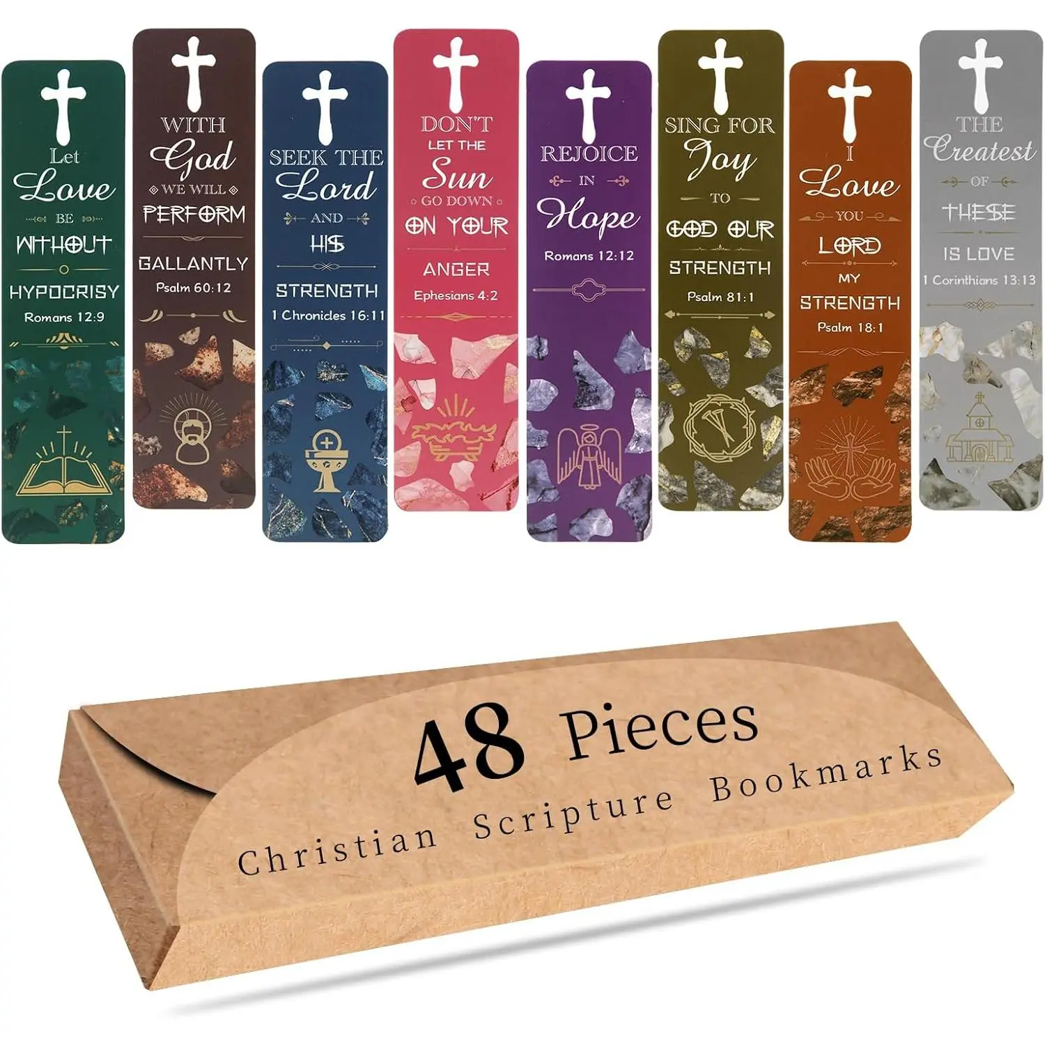 48 count  Bookmarks with Hollow Cross Christian Scripture Bookmark, Inspirational Book Markers Religious Bookmarks Reading Scripture for Reading Lover, Men, Women, Church Gifts