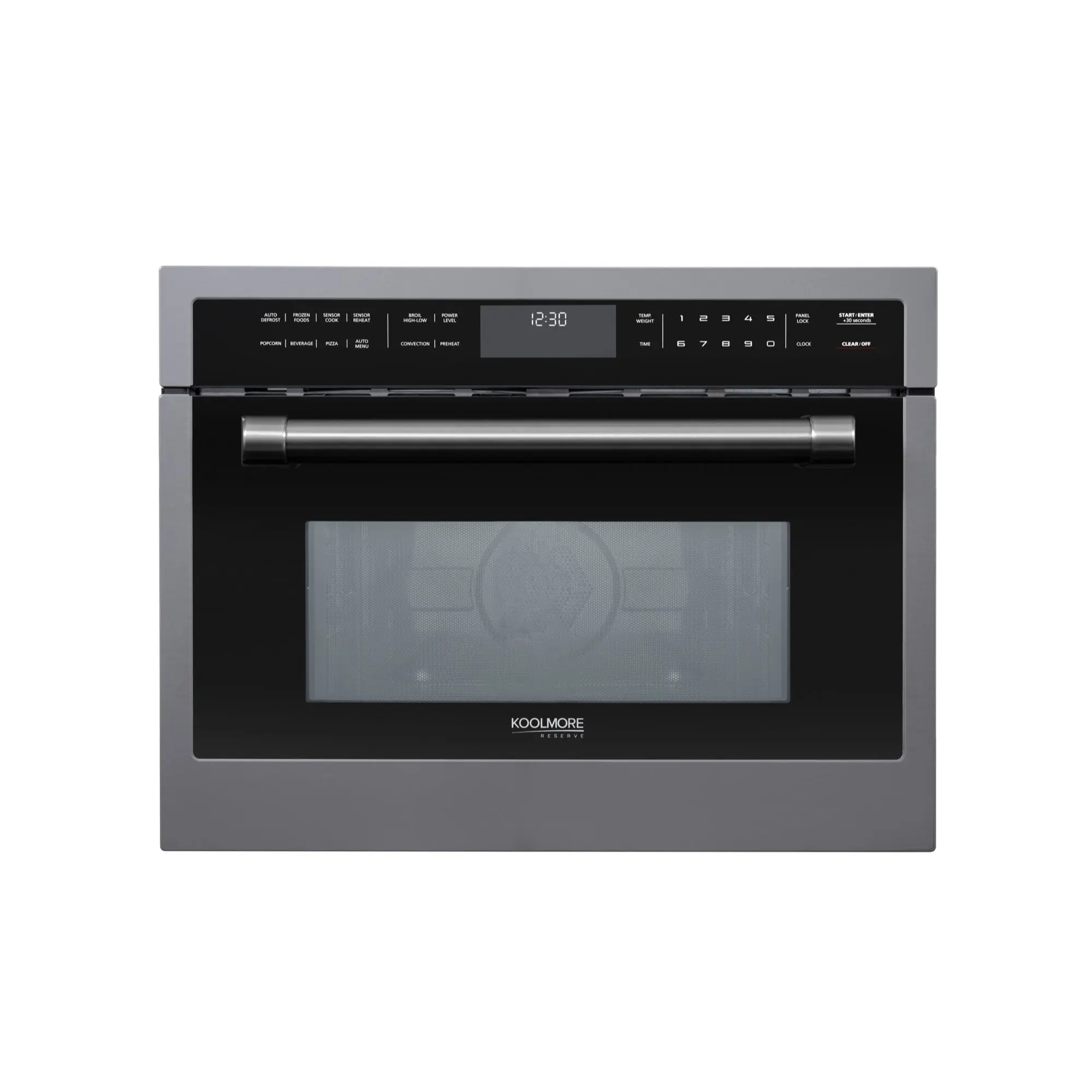 KoolMore Reserve 24 in. Modern Stainless Steel Built-in Combination Convection & Microwave Oven, 1.6 cu. ft., 1000W, Sensor & Speed Cooking, 22.06" w x 21.63" d x 18.13" h, Black (KM-CWO24-BSS)