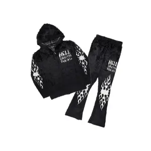 Toshio Black Stacked Flare Knitted Mohair Track Set